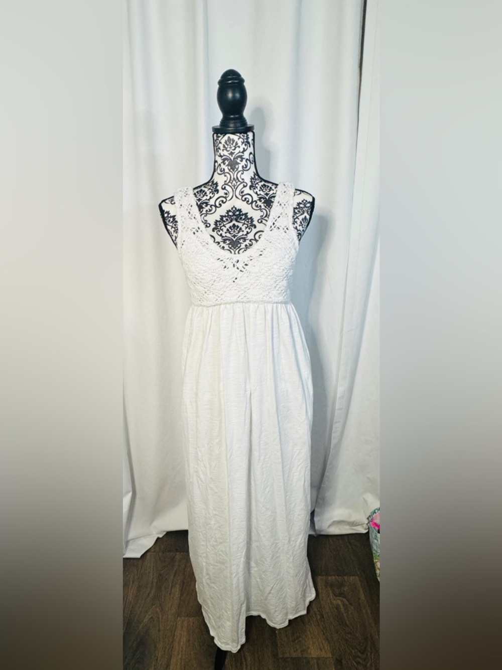 aerie White Crochet Bodice Maxi